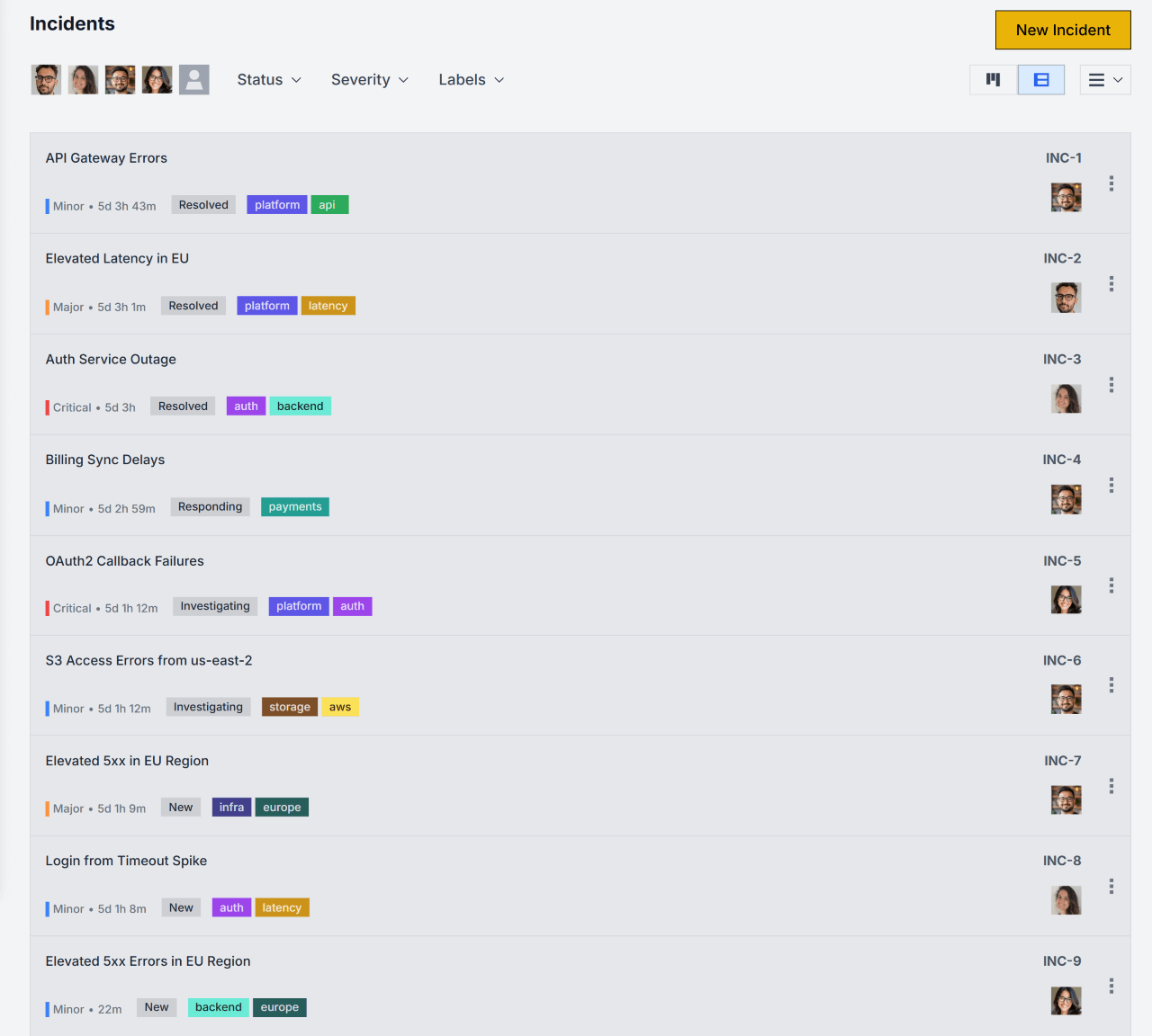 Incident List View