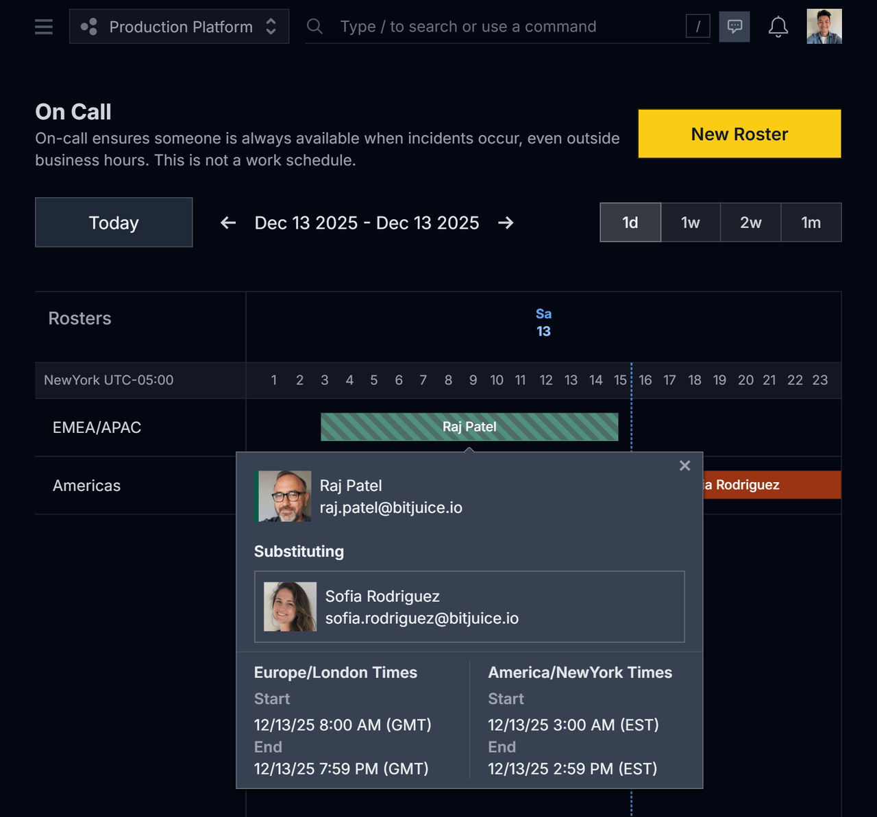 On-call substitution view